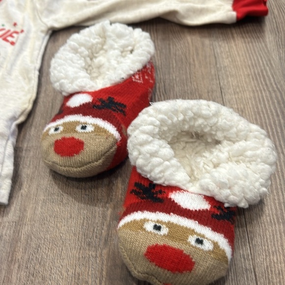 Festive Kids Pajamas Set - Red and Cream - Picture 2 of 5